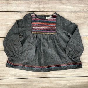 Zara Baby Embroidered Blouse Size 3/4